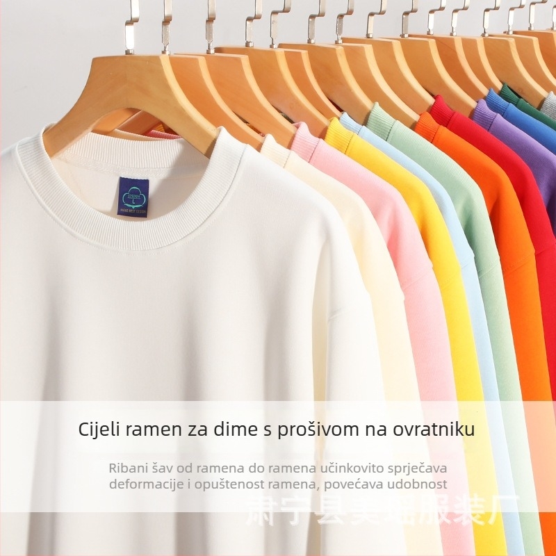 Teški flis podstavljena majica s okruglim izrezom, pamukova smjesa ≥96%, dugi rukavi, široka kroj