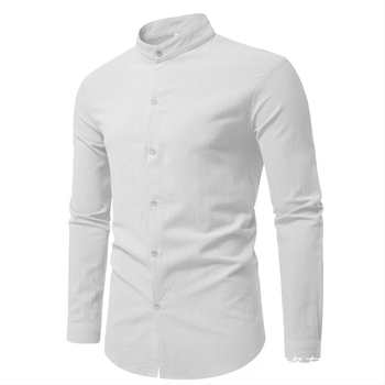 Košulja – gradski stil, inspirirano kardiganom, stojeći ovratnik, dugi rukavi, uski kroj (Pure cotton, 96%+, Stand collar, Long sleeve, Slim fit)