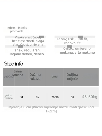 Pulover s V-izrezom, uski kroj, gusta pletenina, smjesa poliestera i najlona, dugi rukavi.