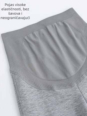 Trudničke široke hlače, Shark stil, podrška trbuhu, pamuk, visoka elastičnost, širok kroj, jesen 2025