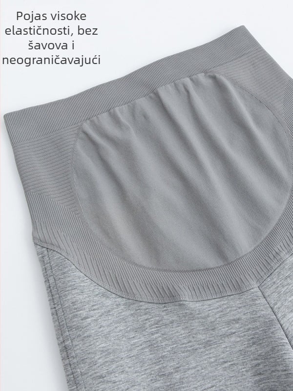 Trudničke široke hlače, Shark stil, podrška trbuhu, pamuk, visoka elastičnost, širok kroj, jesen 2025