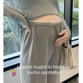 Trudničke hlače s fleis podstavom, široke krojeve, svezanje, niski struk, mješavina poliestersko-viskozna (50–70% poliestera, 30–50% viskoze), jesen 2025