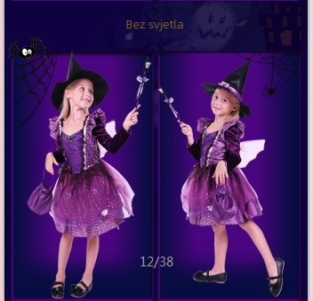 Halloween dječji kostim: Kostim za scensku izvedbu – vještica-princesa haljina od organze s 80% polipropilena i spandeksa, hlačasti set, za djecu 3–8 godina, jesen