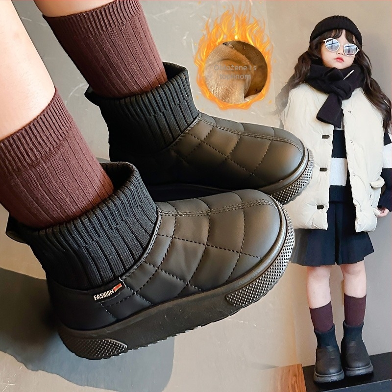 Dječje čizme s flis podstavom, gornji dio s prugama, gumeni potplat, unisex, korejski model