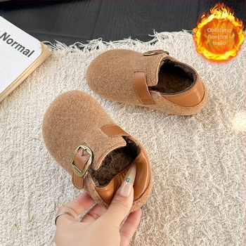 Unisex dječje cipele u korejskom stilu, umjetna koža, Velcro zatvarač, fleece podstava, za djecu 4–12 godina