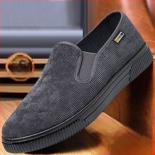 Muške corduroy slip-on tenisice, niski gornji dio, okrugla prednja strana, PVC potplat