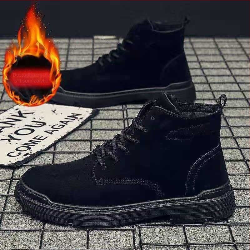 Muške visoke čizme od platna s gumom, vezanje na pertle, ležerne radne čizme za zimu i jesen