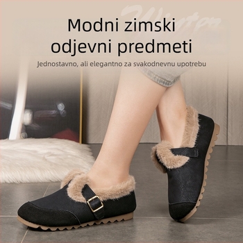 Ženske mokasine od mikrovlakana za zimu – zaobljeni vrh, niski potpetica 1–3 cm, unutarnji od umjetne krzna, spojna potplata