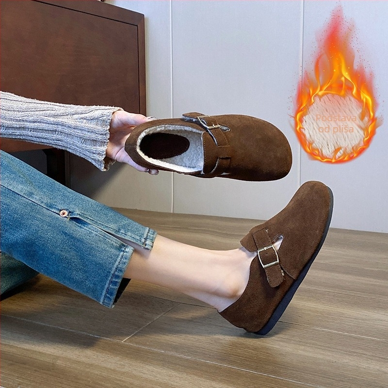 Ženske retro mokasice s povišenom visinom, gornji dio od teleće kože, niski potpetica, gumeni đon, kopčanje s kopčom