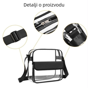 Autonomy P213 Prozirna PVC torbica za rameno – kubični oblik, za putovanja i pohranu kozmetike, višenamjenska, moderni minimalistički stil