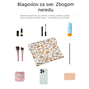 Kozmetička torbica s samoljepljivim sklopnim dizajnom, kvadratna torbica od poliestera za putovanja