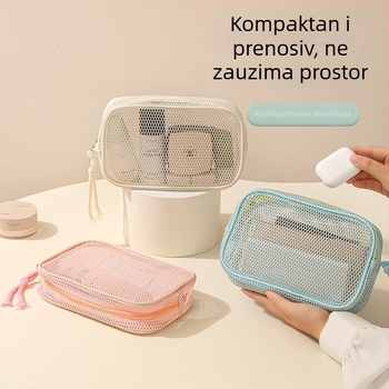 Kozmetička torbica od mrežaste tkanine, ručna torba, model 01b1605; višenamjenska za putovanja, pohrana kozmetike i higijenskih potrepština.