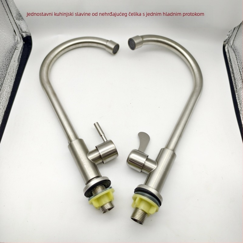 Kuhinjski vertikalni sudoper od brušenog nehrđajućeg čelika, s jednim rukovanjem i jednim otvorom, s fleksibilnim crijevom, model LS-11, keramički jezgreni ventil, 0-90°C, 10 MPa