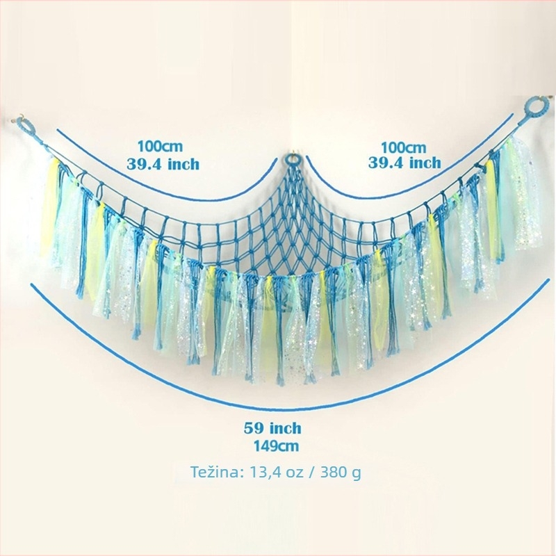 Ručni tkanа mreža od pamukovog užeta, trokutasti oblik za pohranu plišanih igračaka, jednostavan moderni stil, mogućnost prilagodbe, podrijetlo Šandong