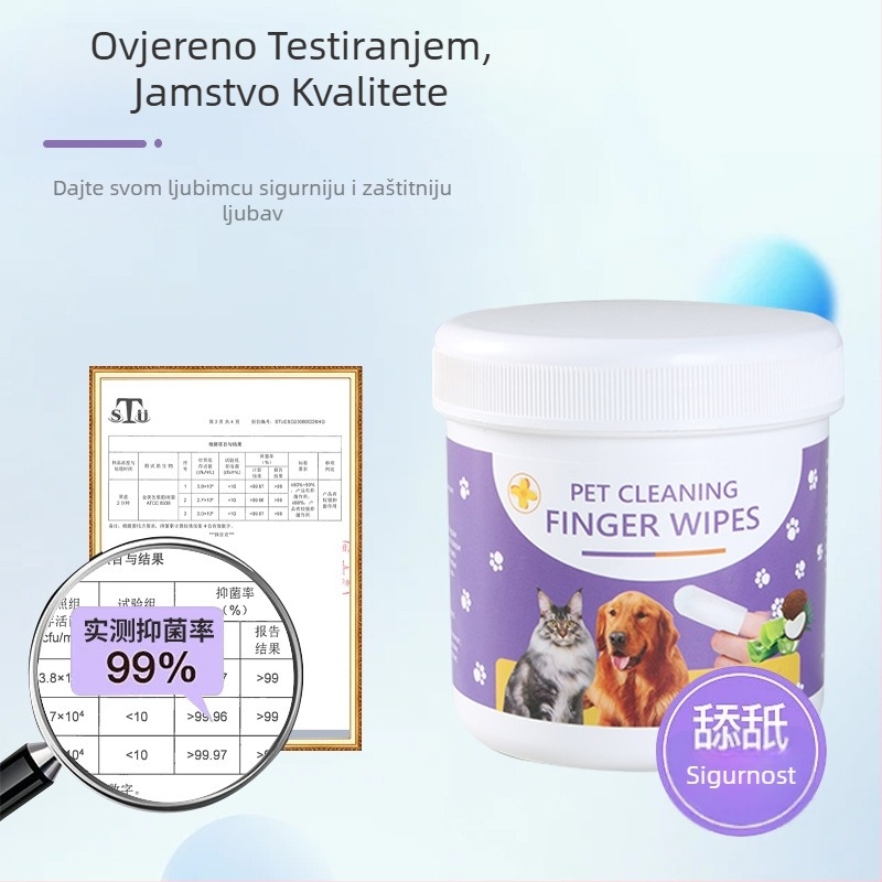 Vlažne maramice za dentalnu njegu kućnih ljubimaca – za mačke i pse, antibakterijske/antiinflamatorne, svježi dah, izbjeljivanje zuba, uklanjanje kamenca i njega desni, dvostrani biserni uzorak