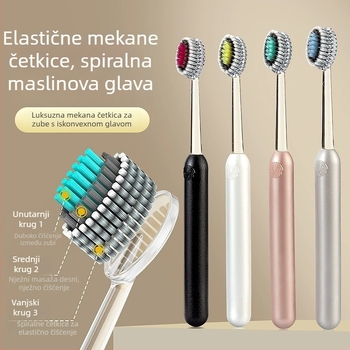 Ručna četkica za zube s mekanim vlaknima i planinastim konveksnim spiralnim dizajnom za dubinsko čišćenje – set od 2 komada, model Gd001