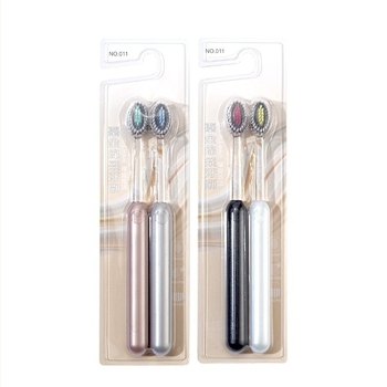 Ručna četkica za zube s mekanim vlaknima i planinastim konveksnim spiralnim dizajnom za dubinsko čišćenje – set od 2 komada, model Gd001