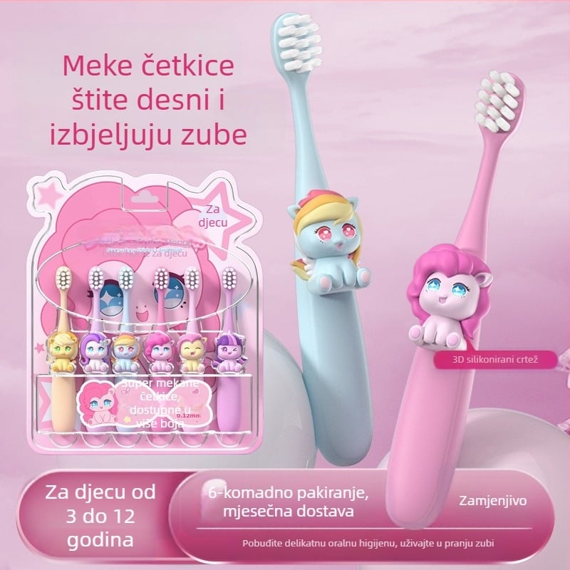 Ručna dječja četkica za zube s mekim vlaknima (paket od šest; model CKT25-9-1; Brush mibala; za djecu)