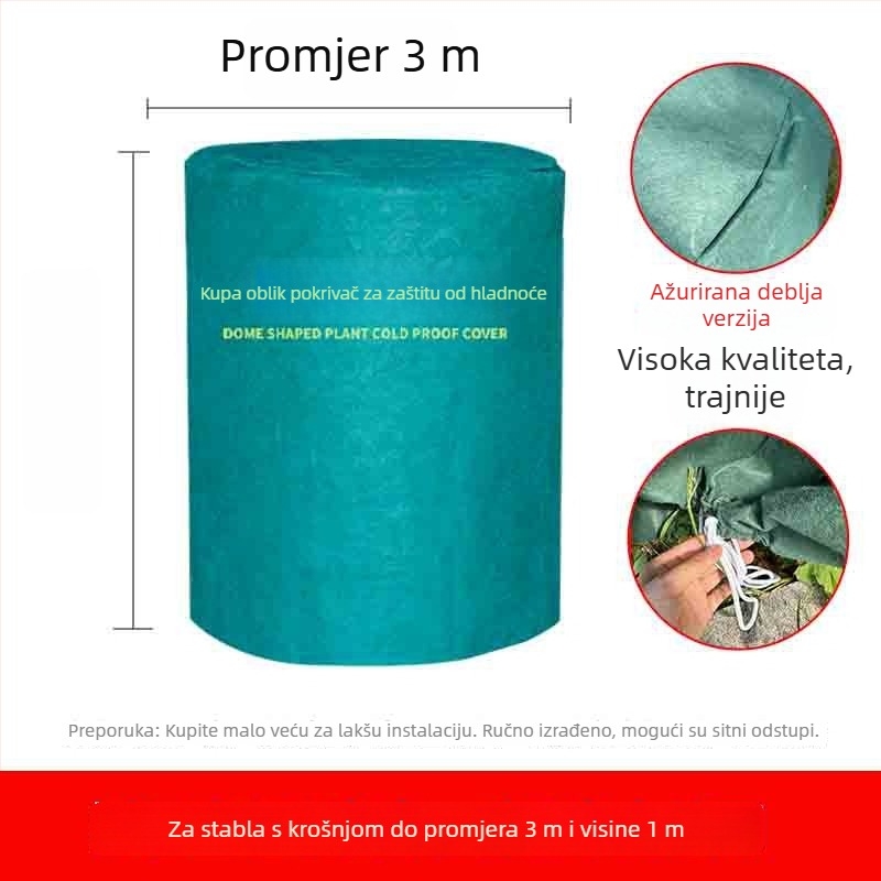 Kupolasti zaštitni pokrov za biljke protiv mraza - plastični zaštitni omotač za zimovanje biljaka i voćnih stabala