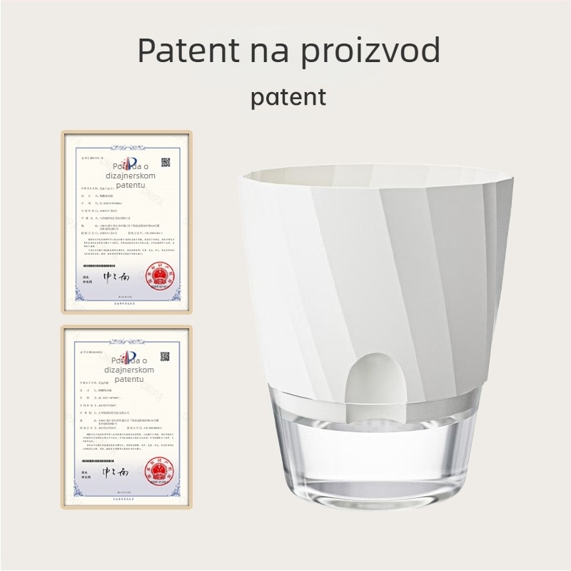 Saksija za biljke s automatskim zalijevanjem, prozirna plastika, otporna na koroziju i izdržljiva; za stolnu ili podnu upotrebu, nordijski minimalistički dizajn, proizvedena injekcijskim oblikovanjem.
