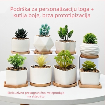 Ceramički lončić za cvijeće s mogućnošću tiska logotipa; jednostavan porcelanski dizajn; za stolnu ili podnu upotrebu; polu-ručni proces proizvodnje.