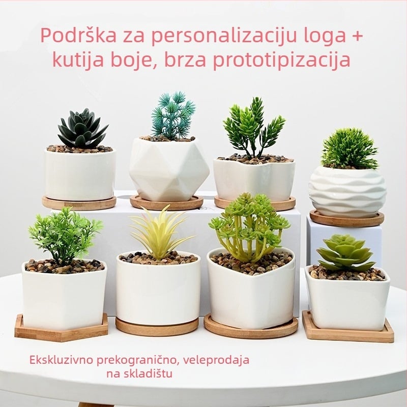 Ceramički lončić za cvijeće s mogućnošću tiska logotipa; jednostavan porcelanski dizajn; za stolnu ili podnu upotrebu; polu-ručni proces proizvodnje.