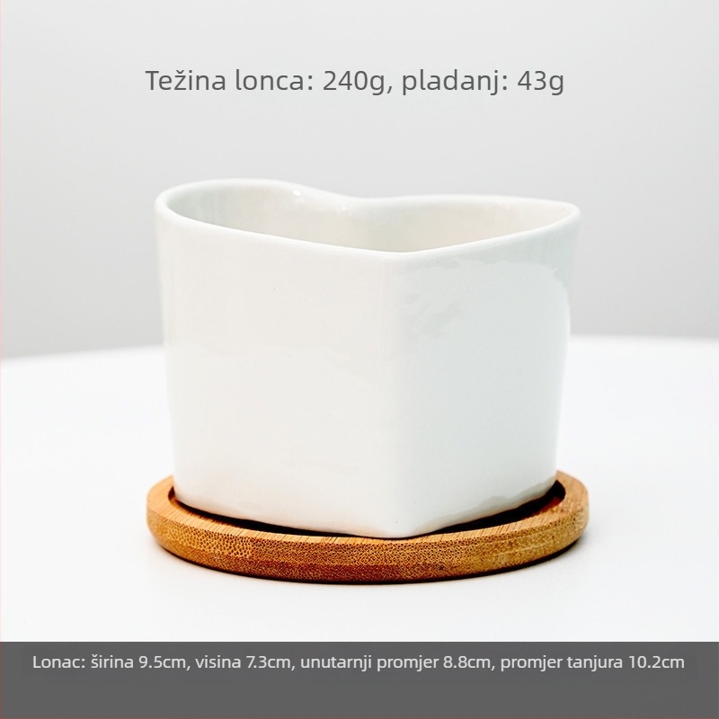 Ceramički lončić za cvijeće s mogućnošću tiska logotipa; jednostavan porcelanski dizajn; za stolnu ili podnu upotrebu; polu-ručni proces proizvodnje.