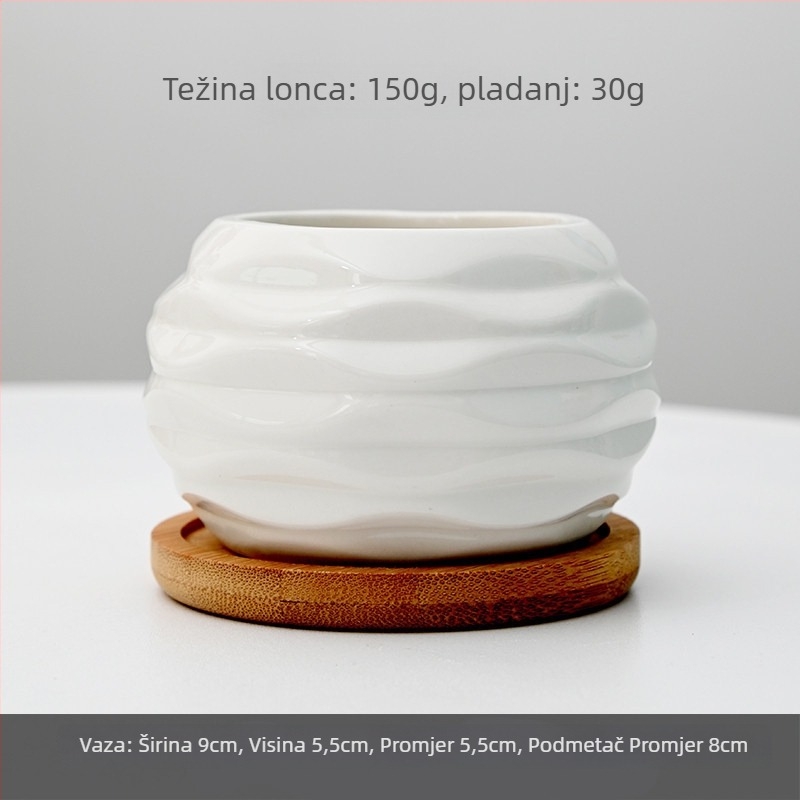 Ceramički lončić za cvijeće s mogućnošću tiska logotipa; jednostavan porcelanski dizajn; za stolnu ili podnu upotrebu; polu-ručni proces proizvodnje.