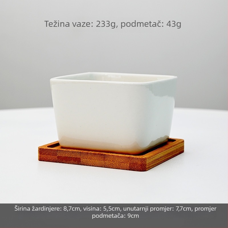 Ceramički lončić za cvijeće s mogućnošću tiska logotipa; jednostavan porcelanski dizajn; za stolnu ili podnu upotrebu; polu-ručni proces proizvodnje.