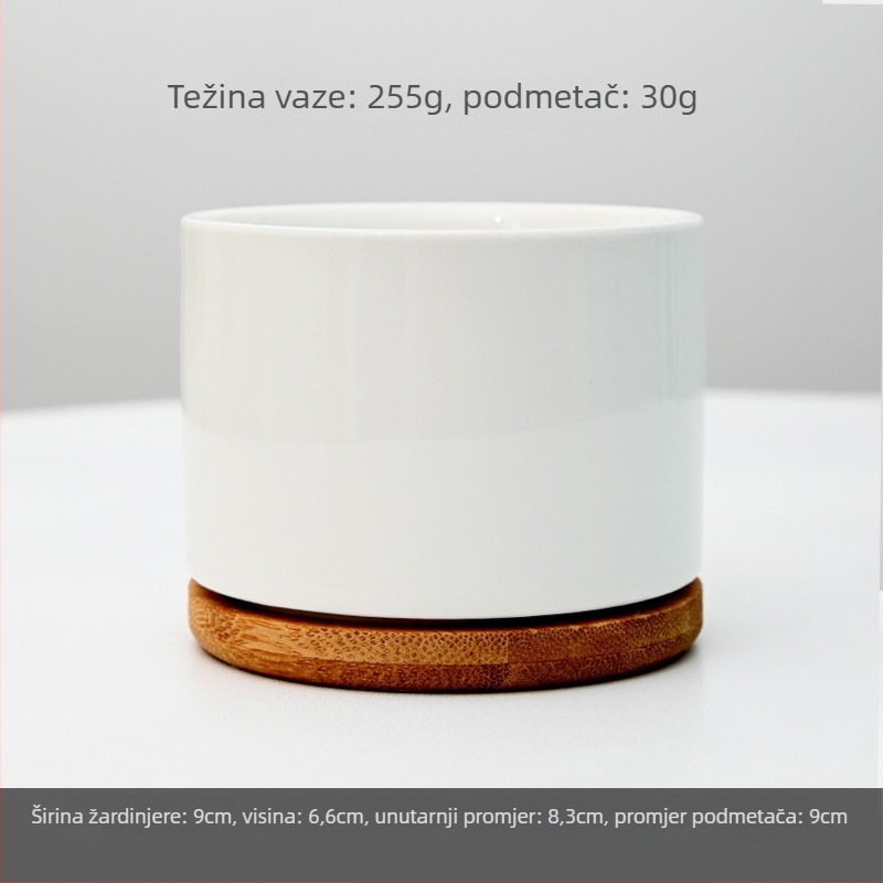 Ceramički lončić za cvijeće s mogućnošću tiska logotipa; jednostavan porcelanski dizajn; za stolnu ili podnu upotrebu; polu-ručni proces proizvodnje.