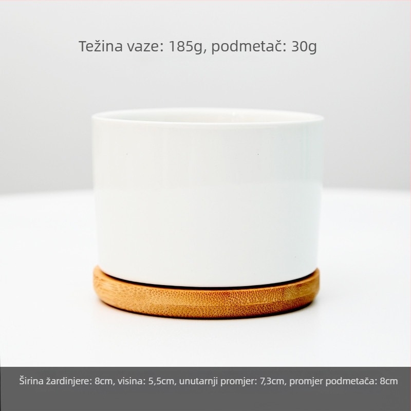 Ceramički lončić za cvijeće s mogućnošću tiska logotipa; jednostavan porcelanski dizajn; za stolnu ili podnu upotrebu; polu-ručni proces proizvodnje.