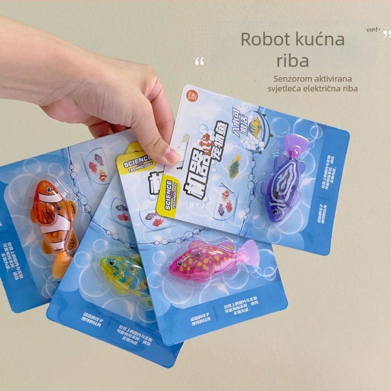 Dječja igračka za kupanje s LED senzorom – električna mala ribica koja pliva; plastična interaktivna vodena igračka za bebe 0–3 godine