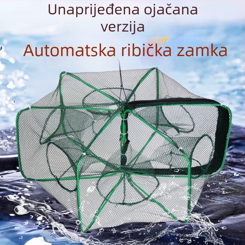 Košara za škampe – ojačana sklopiva konstrukcija, automatska ribolovna mreža, najlon