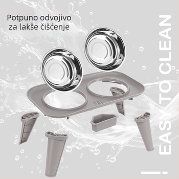 Set za hranjenje kućnih ljubimaca od nehrđajućeg čelika — dvostruka zdjela s zaštitom vrata, odvojiva, podrijetlo Zhejiang