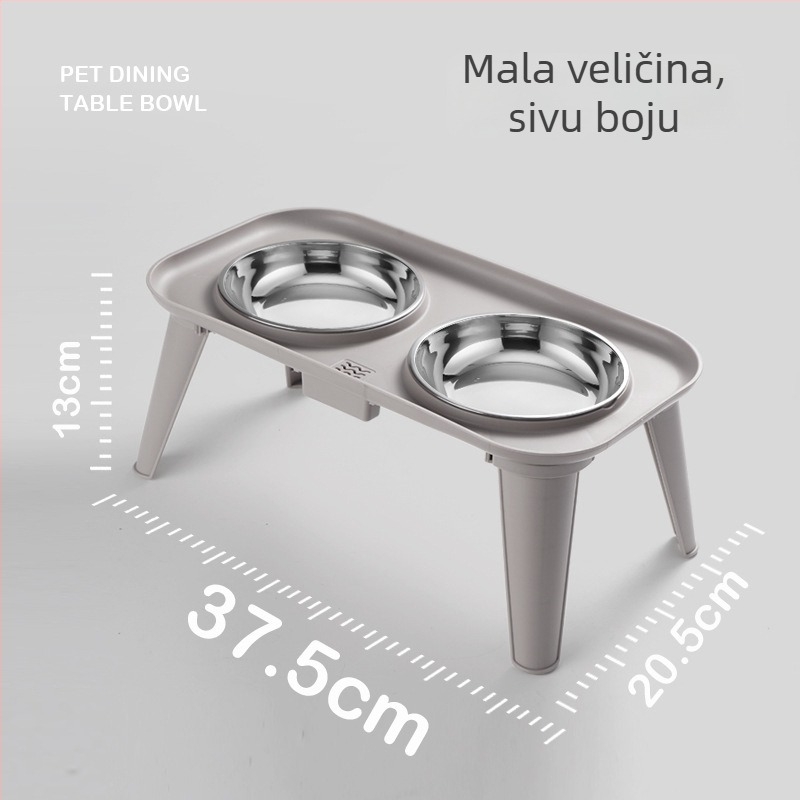 Set za hranjenje kućnih ljubimaca od nehrđajućeg čelika — dvostruka zdjela s zaštitom vrata, odvojiva, podrijetlo Zhejiang