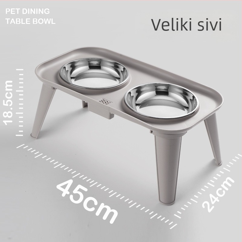 Set za hranjenje kućnih ljubimaca od nehrđajućeg čelika — dvostruka zdjela s zaštitom vrata, odvojiva, podrijetlo Zhejiang