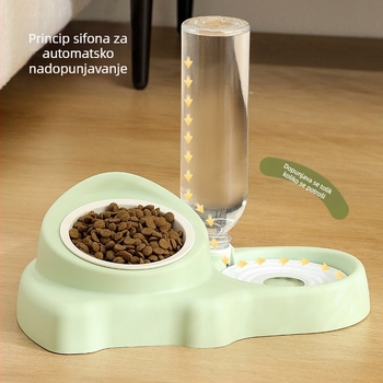 Dvostruka posuda za mačke — integrirana posuda za vodu i hranu, plastika, podrijetlo Zhejiang, branda Jiawang yimiao