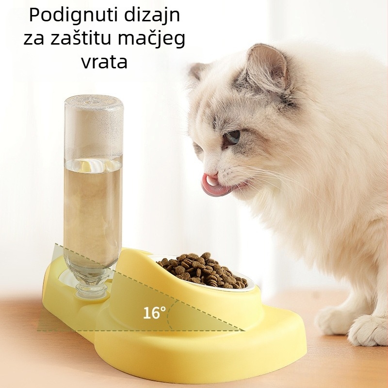 Dvostruka posuda za mačke — integrirana posuda za vodu i hranu, plastika, podrijetlo Zhejiang, branda Jiawang yimiao
