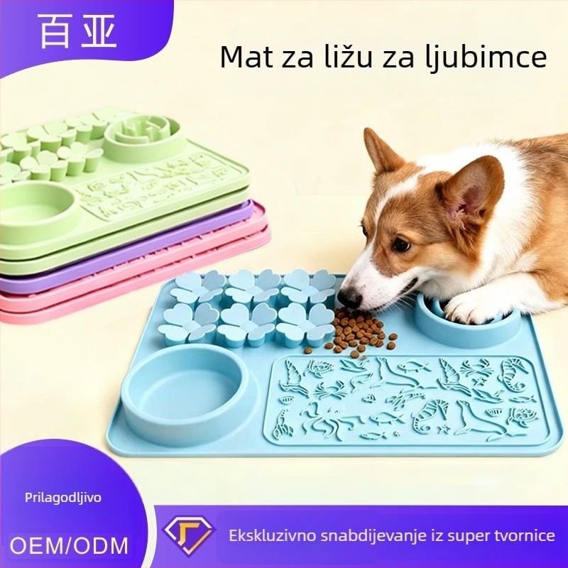 Silikonska podloga za lizanje za kućne ljubimce s usisnom cupom – 4u1 zdjela za sporo hranjenje