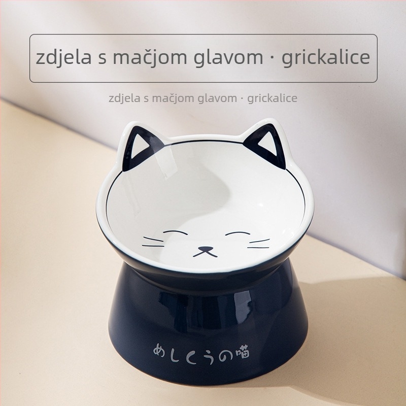 Keramička dvostruka zdjela za mačke za hranu i vodu — dizajn koji štiti vrat, Nerve Cat, 18 kom u pakiranju