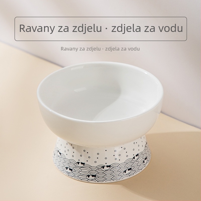 Keramička dvostruka zdjela za mačke za hranu i vodu — dizajn koji štiti vrat, Nerve Cat, 18 kom u pakiranju