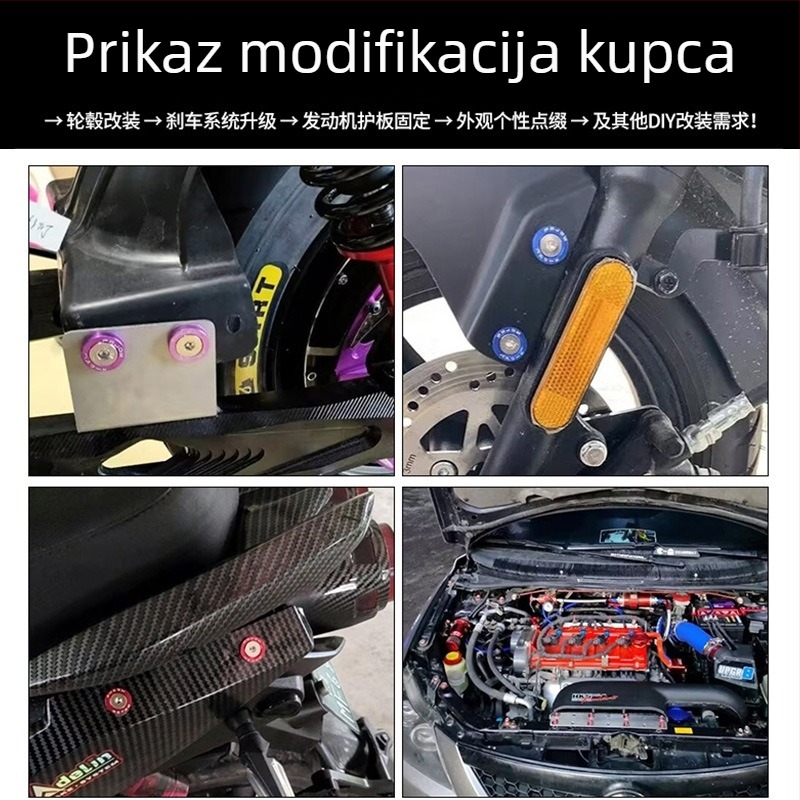 Dekorativna vijak podložka za okvir registarske pločice i središte kotača | Marka: Zhe liqiang; Primjena: Modifikacije automobila; Kompatibilno s automobilima i motociklima; Licencirana privatna marka: Da