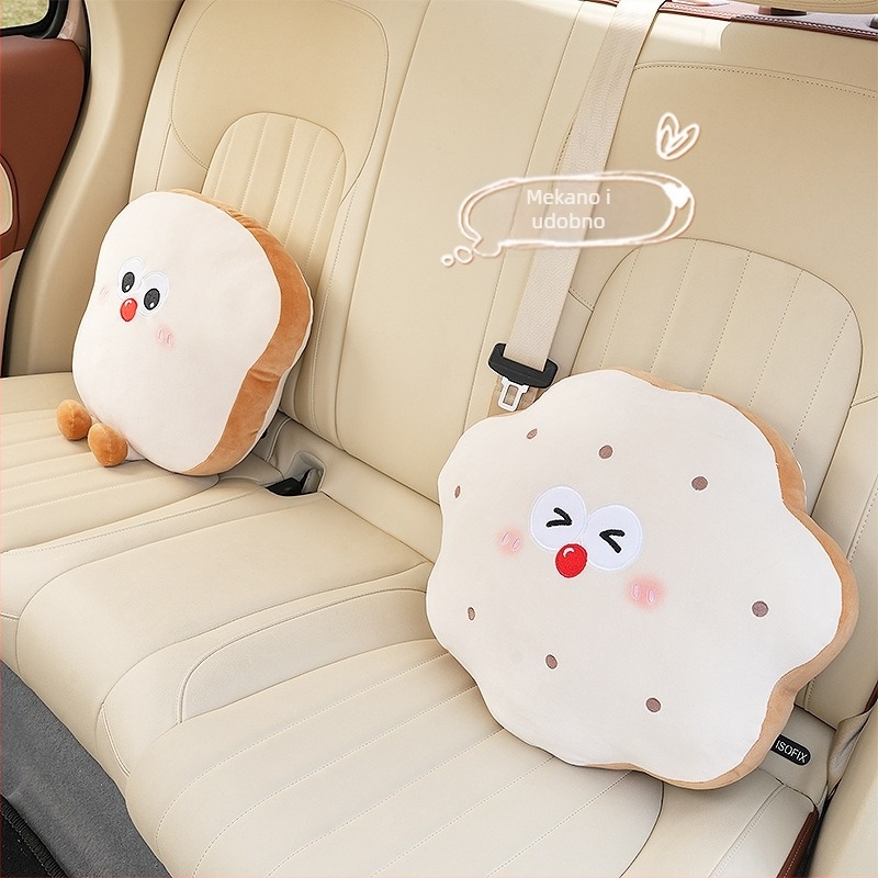 Feather cen Plišani jastuk za naslon za glavu u automobilu s uzorkom Toast Biscuits, PP pamuk punjenje