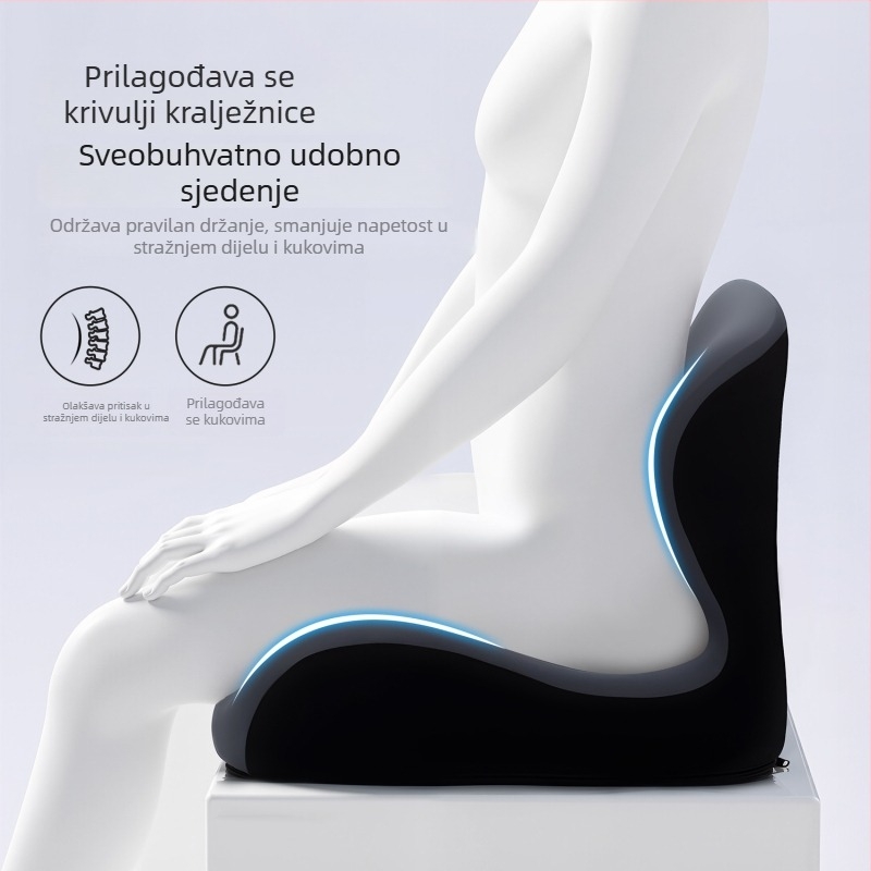 Jastuk za sjedalo od memorijske pjene s Ice Silk navlakom i integriranom potporom za leđa za uredsku stolicu