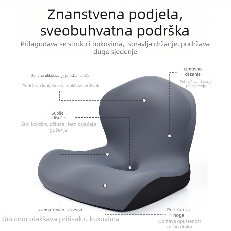 Jastuk za sjedalo od memorijske pjene s Ice Silk navlakom i integriranom potporom za leđa za uredsku stolicu