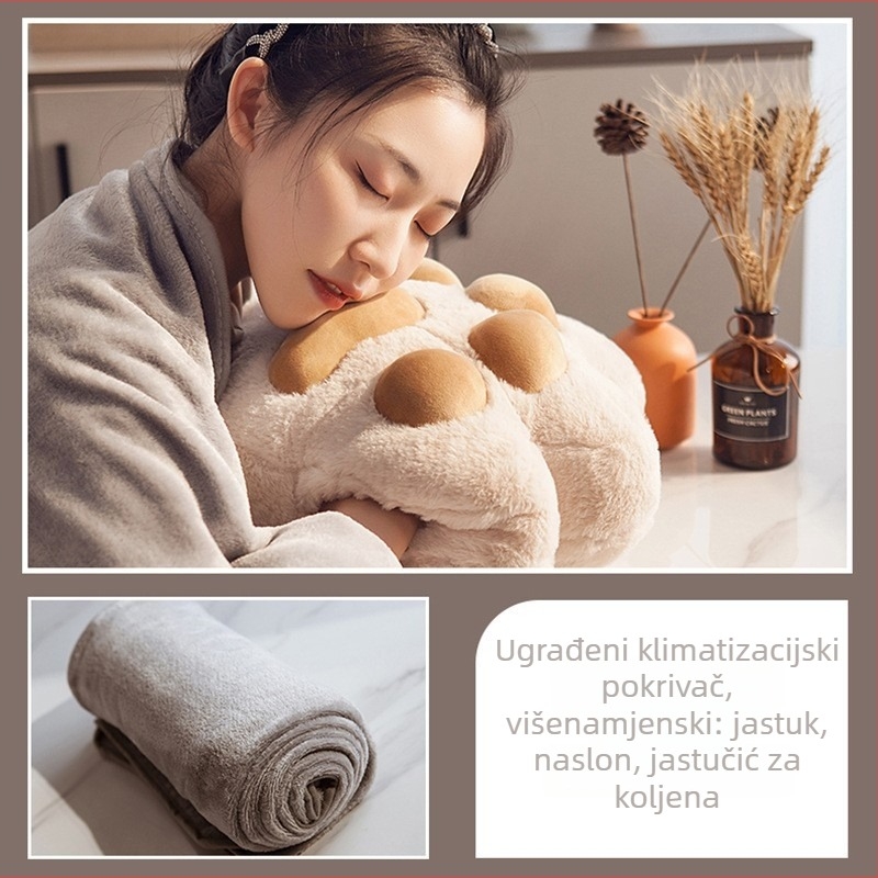 Mačja šapa jastuk 2-u-1, jastuk i deka, pliš, PP pamuk punilo, prilagođeno šivanje/tisak, crtani stil, uzorak 21857038224