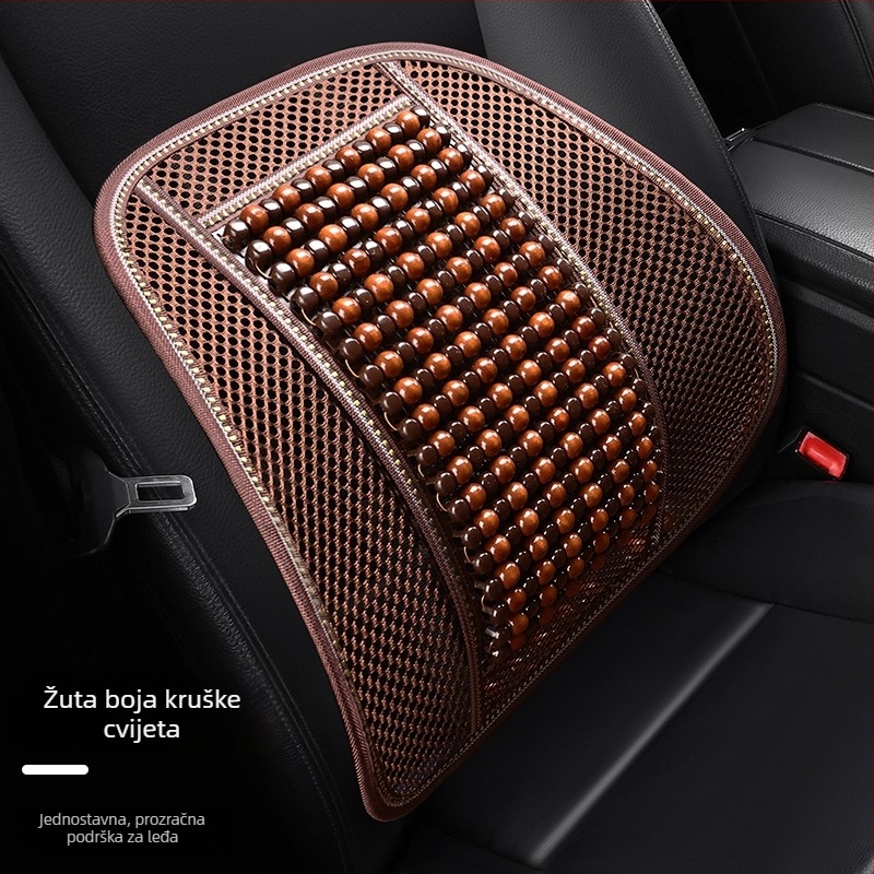 Automobilska jastučić za sjedalo, jednopartski kvadratni od drvenih perli, za stražnje sjedalo, prozračan i protuklizan.