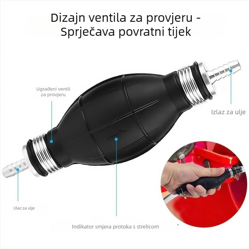 Ručna pumpa za gorivo s dvostrukim provjerom ventila, gumeno-aluminijsko kućište, za sustave za gorivo automobila, helikoptera, brodova i motocikala