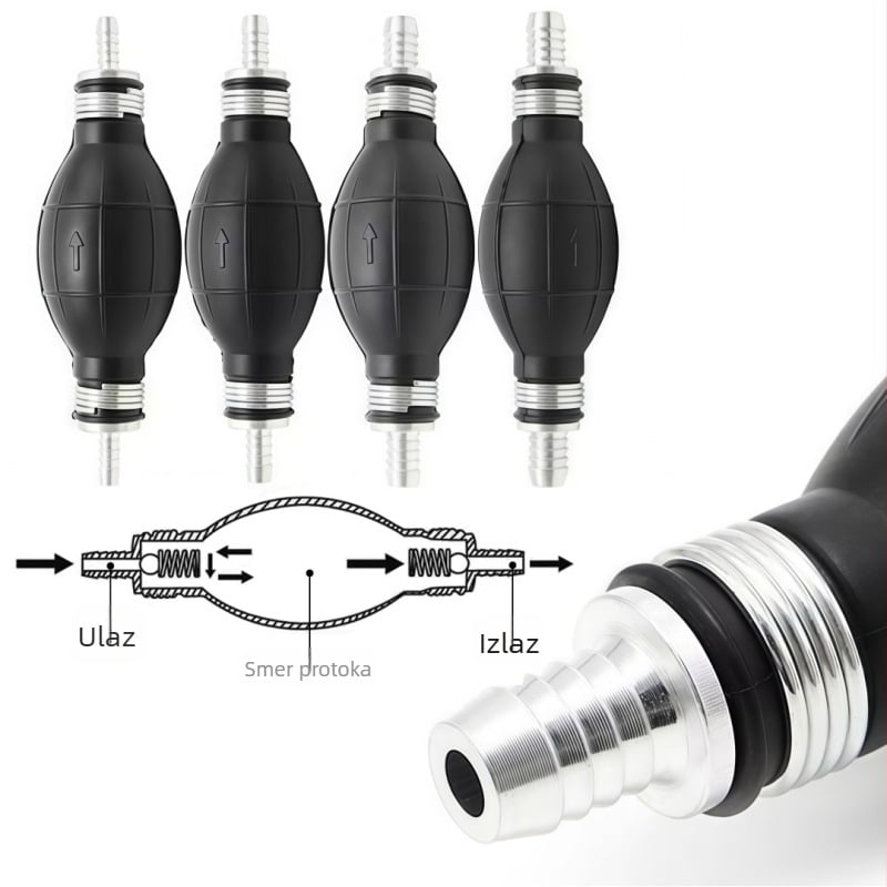 Ručna pumpa za gorivo s dvostrukim provjerom ventila, gumeno-aluminijsko kućište, za sustave za gorivo automobila, helikoptera, brodova i motocikala