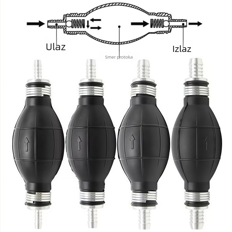 Ručna pumpa za gorivo s dvostrukim provjerom ventila, gumeno-aluminijsko kućište, za sustave za gorivo automobila, helikoptera, brodova i motocikala